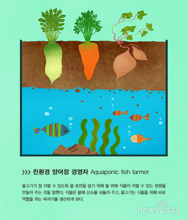 [박용인의 JOB카툰] ‘친환경 양어장 경영자’, 물고기 생태계를 만드는 정원사